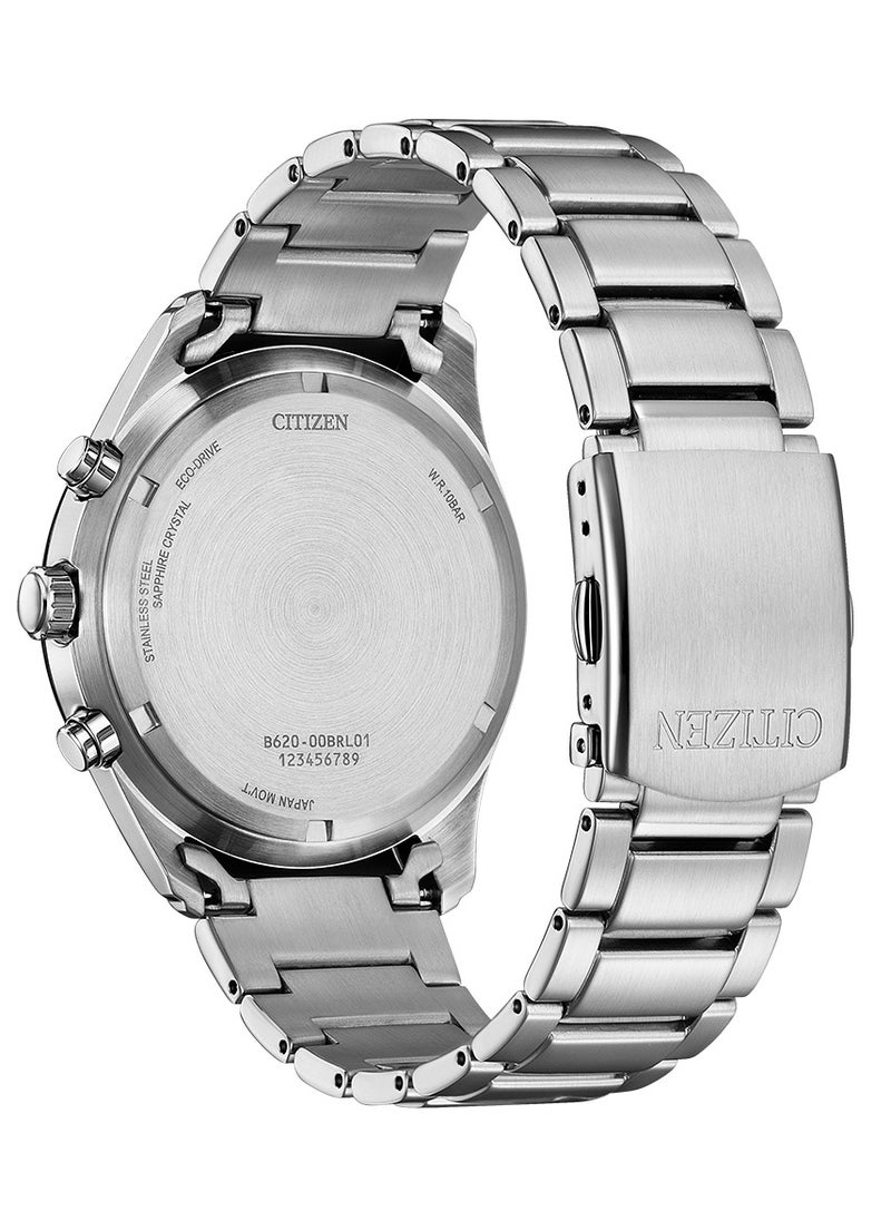 Promaster Sky Chrono Mens Watch CA4674-58A – Pearl White Dial with Luminous Markings, Slide-Rule Bezel, 43mm, Eco-Drive, Chronograph, Sapphire Crystal, 100M WR