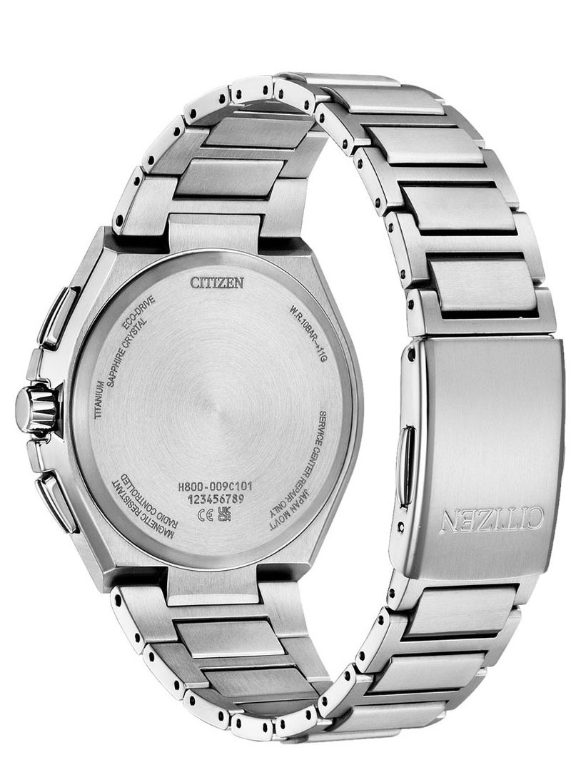Eco-Drive Global Radio Controlled Mens Watch AT8238-84A – White Dial with Silver-Tone Markers, Super Titanium Case with Duratect Coating, World-Time Function, 43mm, Eco-Drive, Radio-Controlled, Sapphire Crystal