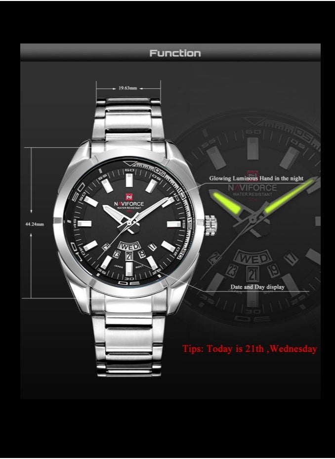 Naviforce Men's Classic Analog Watch NF9038 – Timeless Design with Premium Stainless Steel Strap