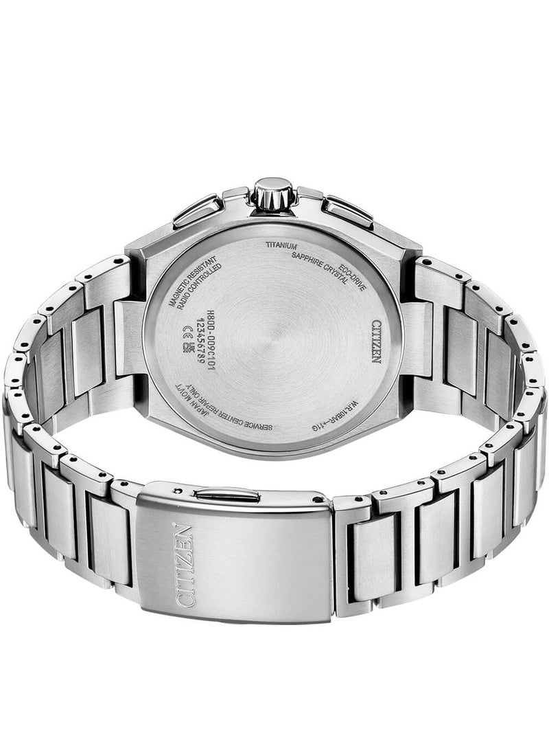 Eco-Drive Global Radio Controlled Mens Watch AT8238-84L – Dark Blue Dial with Silver-Tone Markers, Super Titanium Case with Duratect Coating, World-Time Function, 43mm, Eco-Drive, Radio-Controlled, Sapphire Crystal