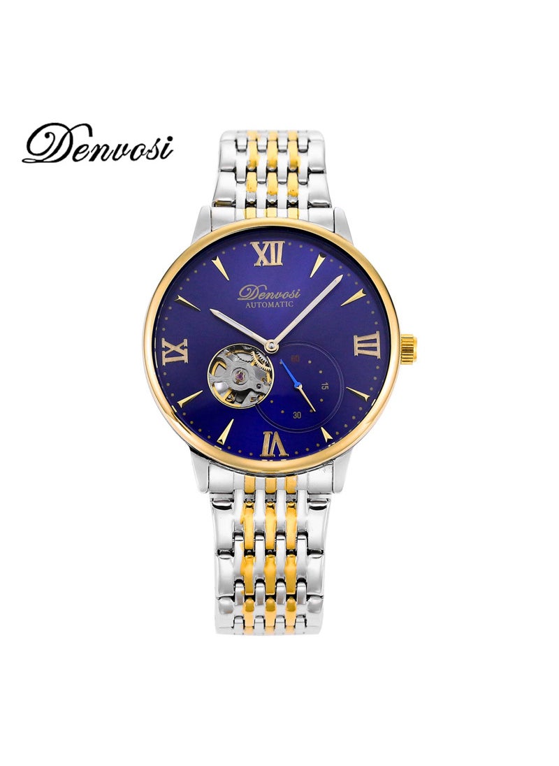 Danfu high-end 2813 automatic movement Mens mechanical watch high-end waterproof luminous mechanical watch menGold shell solid steel belt blue surface 2813 movement Gold shell solid steel belt blue surface 2813 movement