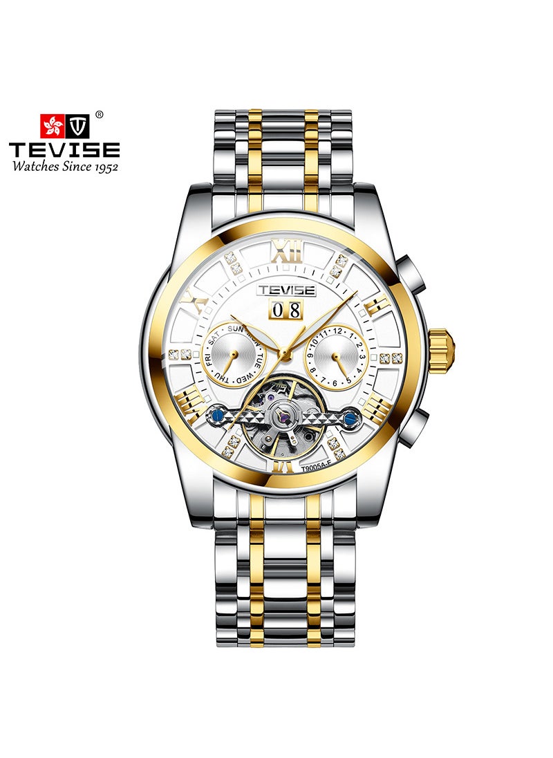 TEVISE Swiss Mens Fashion Mechanical Watch Waterproof T9005A-F-White