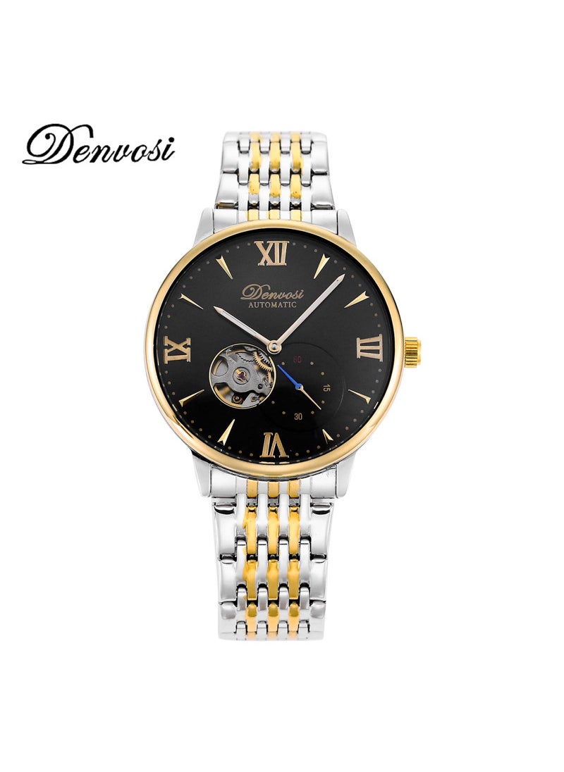 Danfu high-end 2813 automatic movement Mens mechanical watch high-end waterproof luminous mechanical watch menGold shell solid steel belt black surface 2813 movement Gold shell solid steel belt black surface 2813 movement