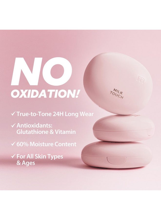 milktouch Milky Glow Cushion Foundation | Stocking Stuffer | Viral Korean Cushion | Glass Skin, No Oxidation, Long-Lasting, Non-Creasing, Hydrating | Christmas Holiday Gift Ideas (15N Fair Ivory)