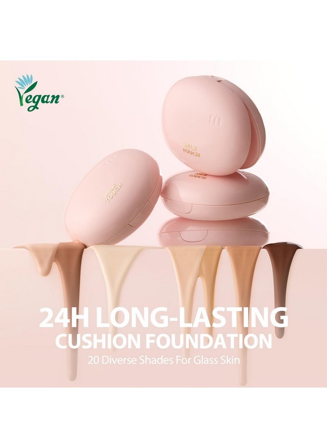 milktouch Milky Glow Cushion Foundation | Stocking Stuffer | Viral Korean Cushion | Glass Skin, No Oxidation, Long-Lasting, Non-Creasing, Hydrating | Christmas Holiday Gift Ideas (15N Fair Ivory)
