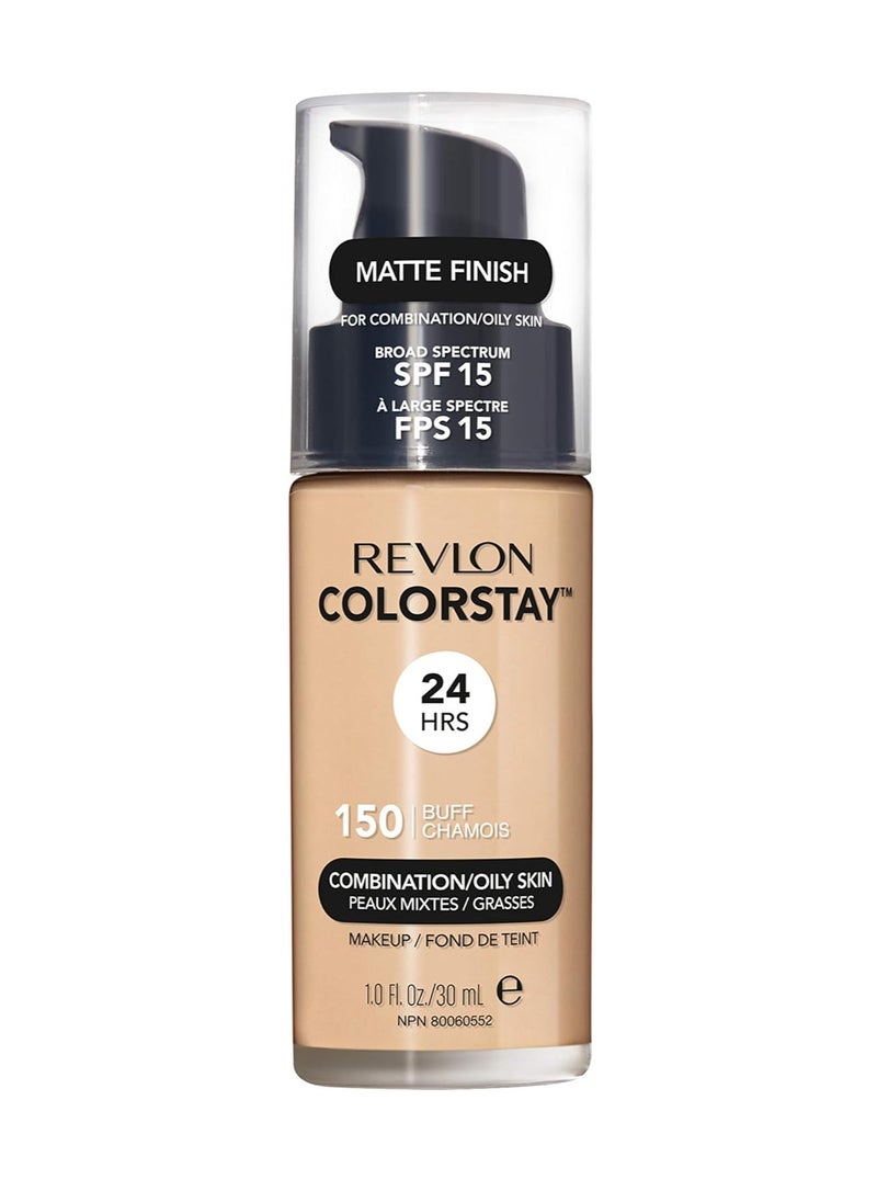 Colorstay Liquid Foundation Makeup for Combination/Oily Skin SPF15 Medium to Full Coverage (30ml) Matte Finish, Buff (150) Unisex