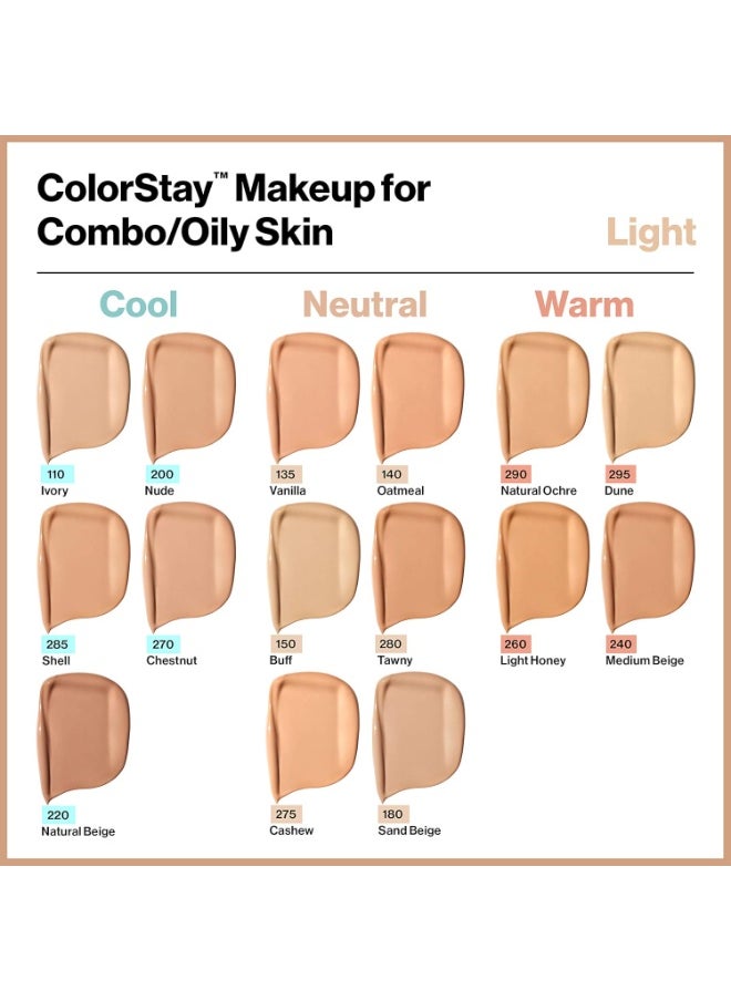Colorstay Liquid Foundation Makeup for Combination/Oily Skin SPF15 Medium to Full Coverage (30ml) Matte Finish, Buff (150) Unisex