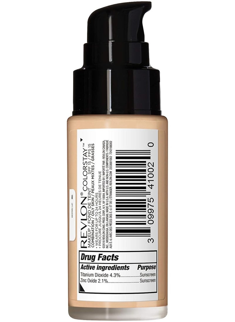 Colorstay Liquid Foundation Makeup for Combination/Oily Skin SPF15 Medium to Full Coverage (30ml) Matte Finish, Buff (150) Unisex