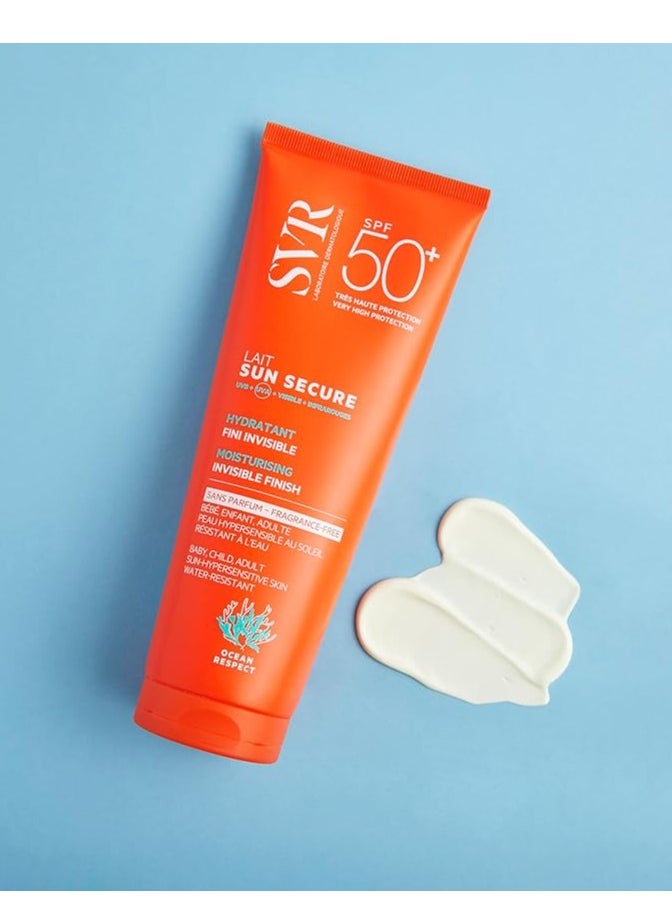 SVR SUN SECURE Face & Body Sunscreen SPF 50+ Milk for All Skin Types, Very High UVA/UVB Factor 50 Sun Cream, Non-Greasy, Reef-Safe, All Ages