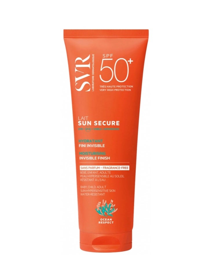 SVR SUN SECURE Face & Body Sunscreen SPF 50+ Milk for All Skin Types, Very High UVA/UVB Factor 50 Sun Cream, Non-Greasy, Reef-Safe, All Ages