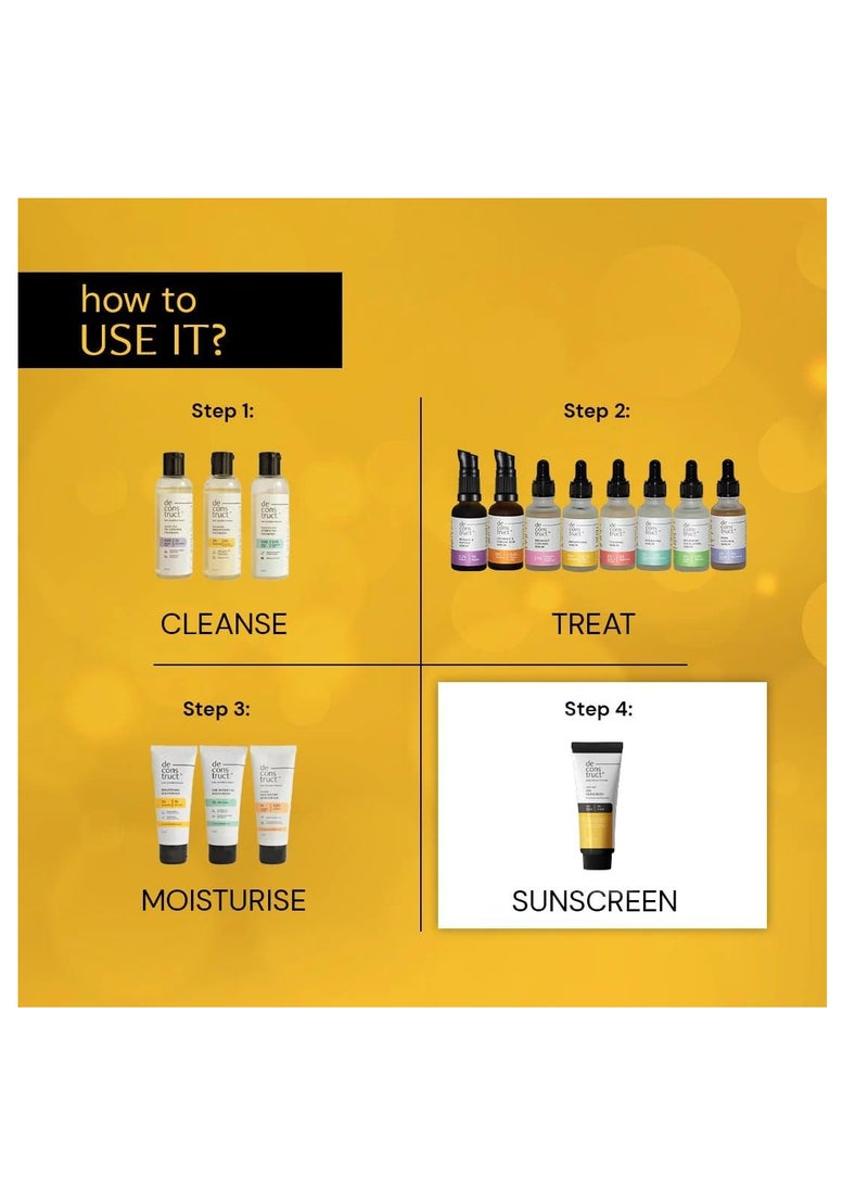 Deconstruct Face Gel Sunscreen SPF 50 + and PA+++ | Gel based sunscreen for oily, combination skin, normal skin | Broad spectrum sunscreen, No White Cast, Lightweight, Non greasy - 80g