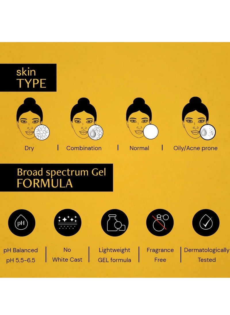 Deconstruct Face Gel Sunscreen SPF 50 + and PA+++ | Gel based sunscreen for oily, combination skin, normal skin | Broad spectrum sunscreen, No White Cast, Lightweight, Non greasy - 80g