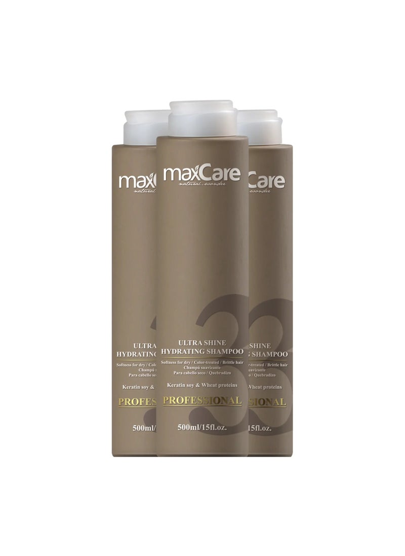 Maxcare Ultra Shine Hydrating Keratin Shampoo 500ml – Home Care for Smooth, Shiny & Frizz-Free Hair