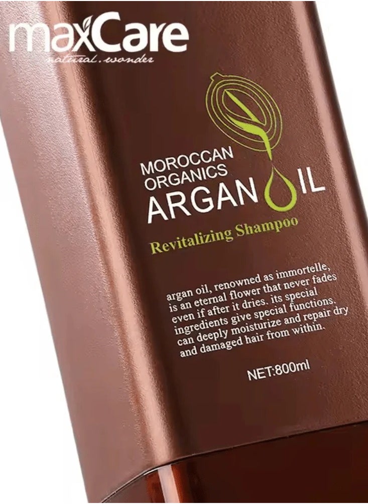 Maxcare Moroccan Argan Oil Shampoo 800ml – Nourishing, Anti-Itch, and Color-Protecting Formula