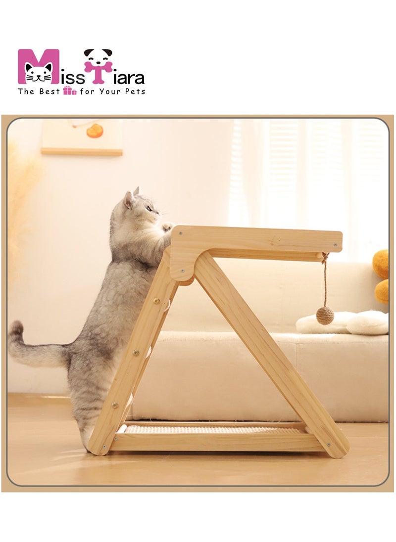 Cat scratching board, cat bed in one, solid wood cat climbing frame, small footprint, sisal cat scratching mat cat toy, sisal tightly wound, wear-resistant and non-chip-shedding with platform 30*60*52cm