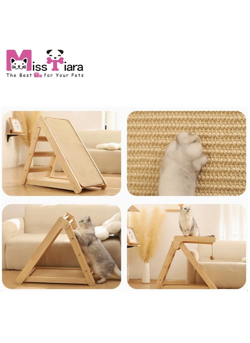 Cat scratching board, cat bed in one, solid wood cat climbing frame, small footprint, sisal cat scratching mat cat toy, sisal tightly wound, wear-resistant and non-chip-shedding with platform 30*60*52cm