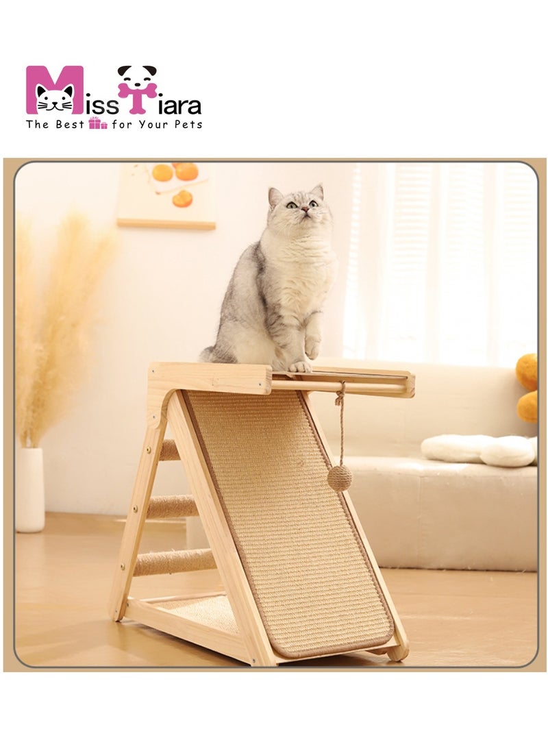 Cat scratching board, cat bed in one, solid wood cat climbing frame, small footprint, sisal cat scratching mat cat toy, sisal tightly wound, wear-resistant and non-chip-shedding with platform 30*60*52cm