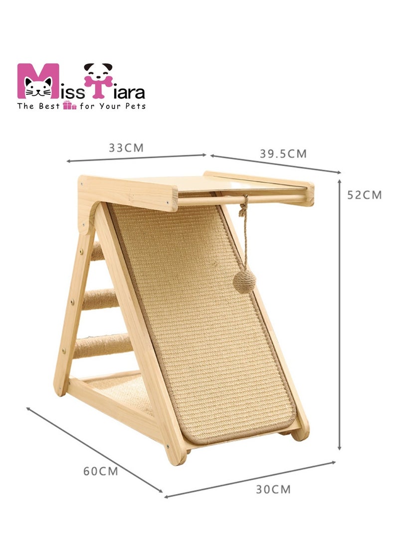 Cat scratching board, cat bed in one, solid wood cat climbing frame, small footprint, sisal cat scratching mat cat toy, sisal tightly wound, wear-resistant and non-chip-shedding with platform 30*60*52cm