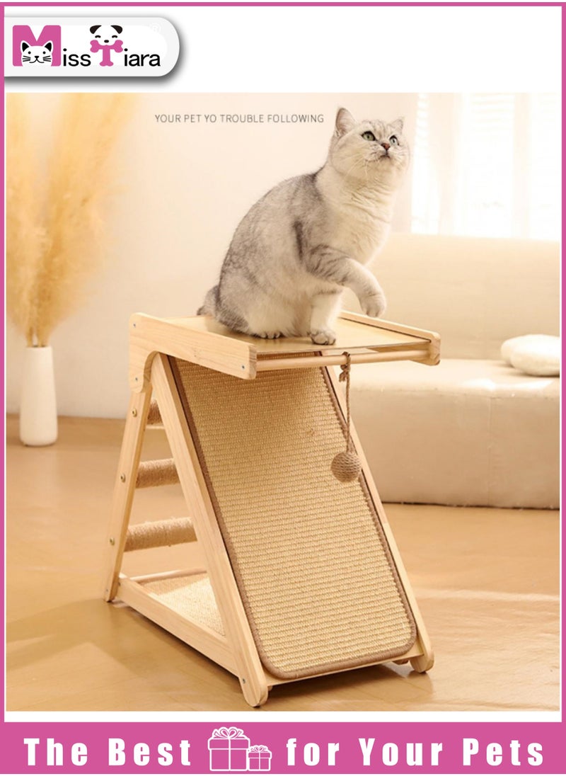 Cat scratching board, cat bed in one, solid wood cat climbing frame, small footprint, sisal cat scratching mat cat toy, sisal tightly wound, wear-resistant and non-chip-shedding with platform 30*60*52cm