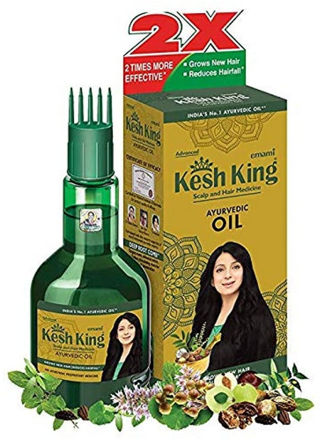 KESH KING Ayurvedic Hair Oil | Herbal Oil with Bhringraj & Amla | Enhance Hair Growth | Reduce Hairfall | Nourishes Scalp | Provides Long & Thick Hairs | 3.38 Fl Oz/100ml