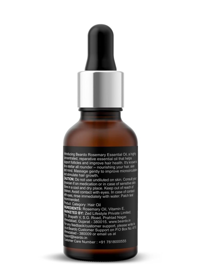 Beardo Rosemary Essential Oil, 15 ml & Derma Roller For Hair Growth 0.5 mm with 540 Chromium Needles | for Hair Growth, Hair fall and Regrowth | Skin Nourishment | 100% Natural | Aroma Oil
