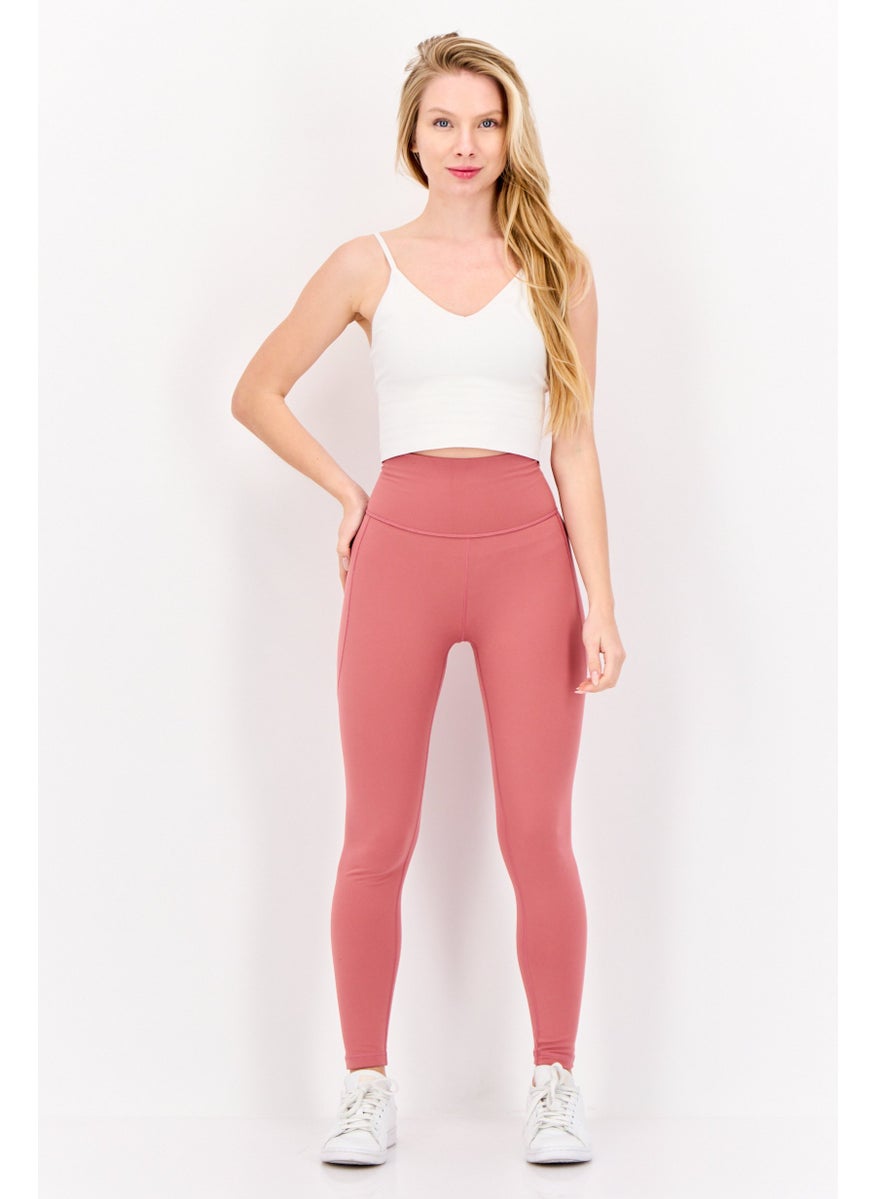 Women Tight Fit Brand Logo Training Leggings, Mauve