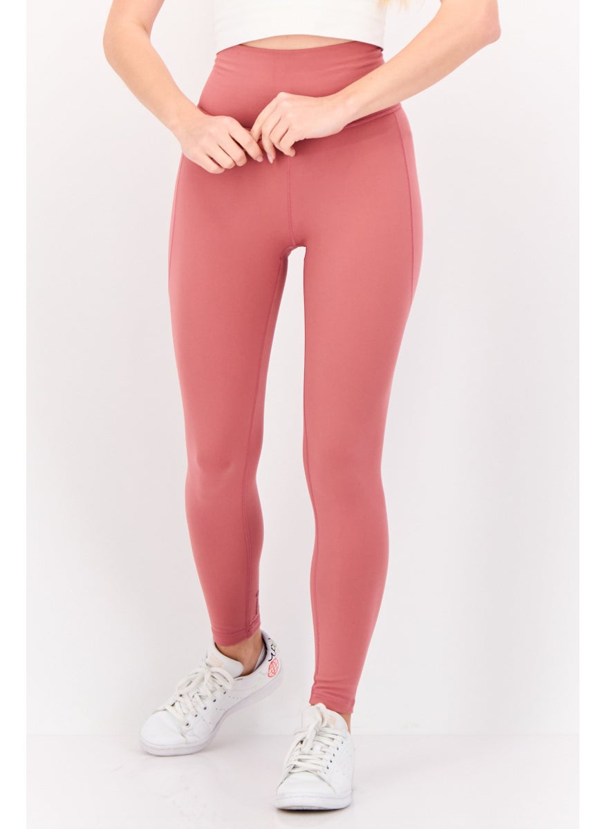 Women Tight Fit Brand Logo Training Leggings, Mauve