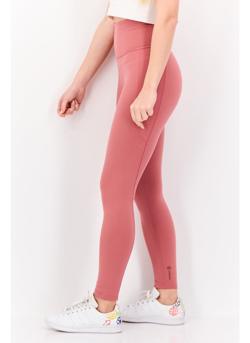 Women Tight Fit Brand Logo Training Leggings, Mauve