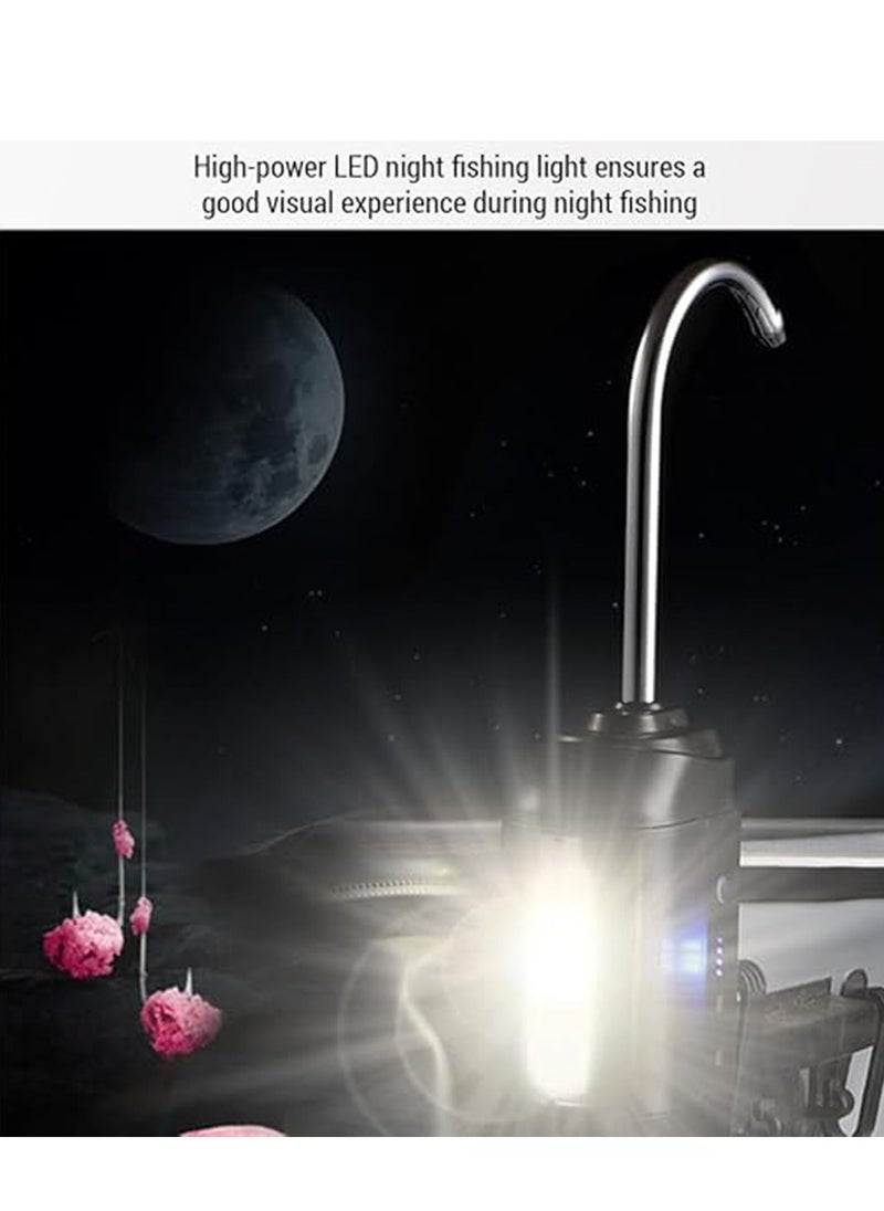 Portable Oxygen Pump for Fishing – Multifunctional Water Collector & Bait Light with 24H Battery Life – 6L/min Air Flow, 2600mAh Rechargeable, LED Night Light – Ideal for Boat, River, Lake Fishing
