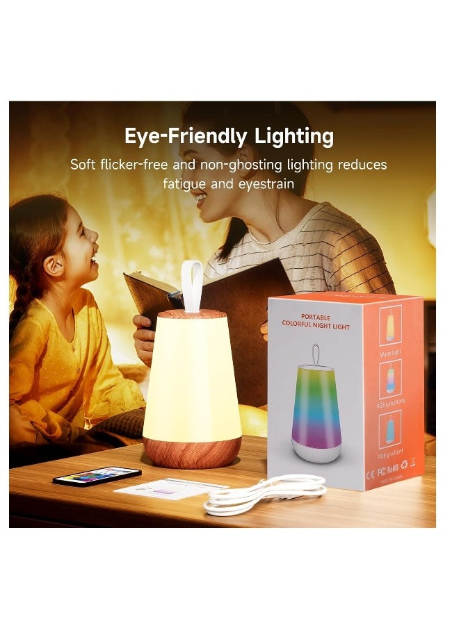 Rechargeable Dimmable Night Light Touch Lamp - Versatile Hanging Table Lamp With Remote, Warm White And Color Changing Modes,  For Kids And Adults
