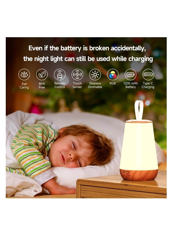 Rechargeable Dimmable Night Light Touch Lamp - Versatile Hanging Table Lamp With Remote, Warm White And Color Changing Modes,  For Kids And Adults