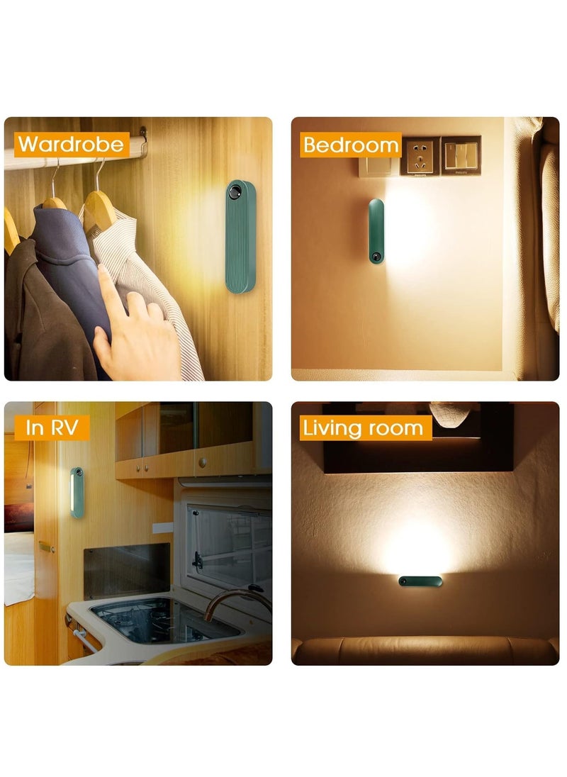 Night Light with Motion Sensor Dimmable Rechrageable LED Night Lights for Kids Bedrooms Warm White Nightlights Magnetic USB Chargeable for Room Bathroom Cabinet Closet Hallway 2 Pack Green