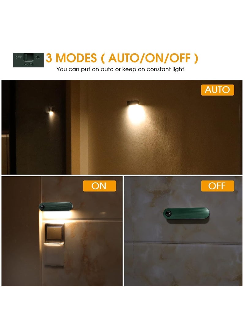 Night Light with Motion Sensor Dimmable Rechrageable LED Night Lights for Kids Bedrooms Warm White Nightlights Magnetic USB Chargeable for Room Bathroom Cabinet Closet Hallway 2 Pack Green