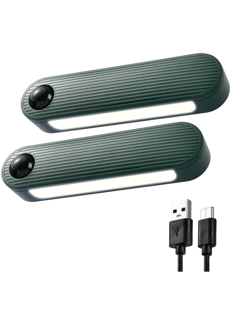 Night Light with Motion Sensor Dimmable Rechrageable LED Night Lights for Kids Bedrooms Warm White Nightlights Magnetic USB Chargeable for Room Bathroom Cabinet Closet Hallway 2 Pack Green