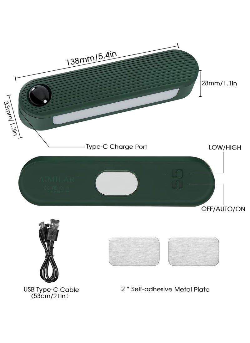 Night Light with Motion Sensor Dimmable Rechrageable LED Night Lights for Kids Bedrooms Warm White Nightlights Magnetic USB Chargeable for Room Bathroom Cabinet Closet Hallway 2 Pack Green