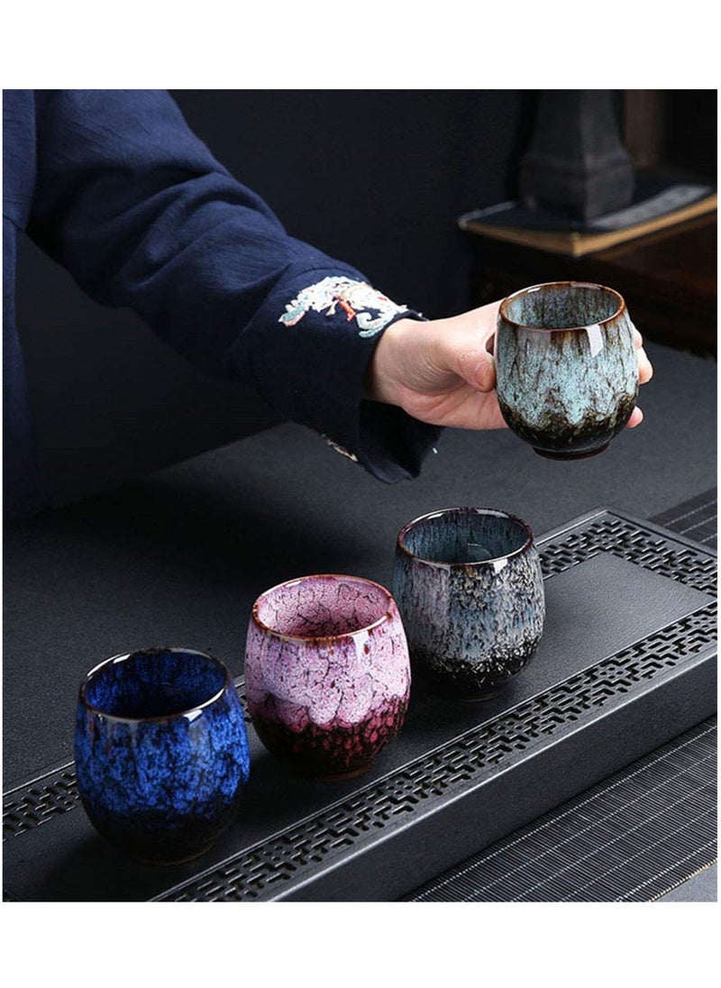 Ceramic Tea Cup Set, 4Pcs Chinese Kung Fu Tea Set, Espresso Coffee Cups, Yerba Mate Companion Set, Ideal for Tea, Coffee, Gifts