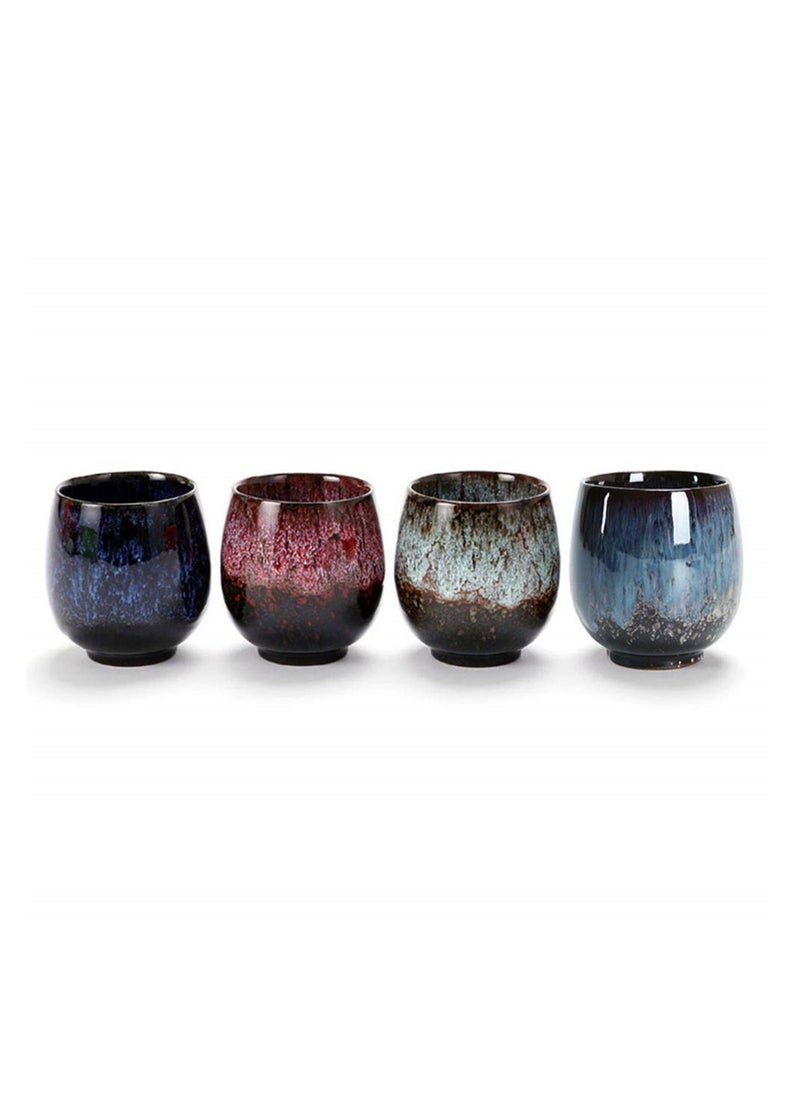 Ceramic Tea Cup Set, 4Pcs Chinese Kung Fu Tea Set, Espresso Coffee Cups, Yerba Mate Companion Set, Ideal for Tea, Coffee, Gifts