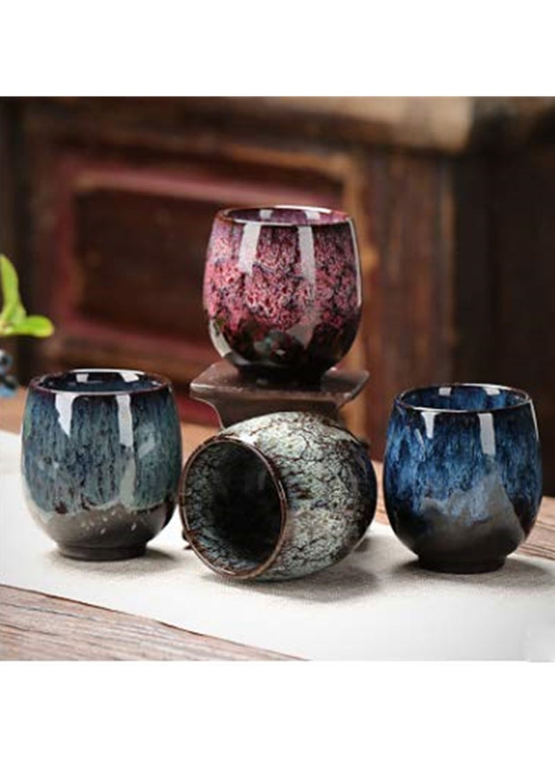 Ceramic Tea Cup Set, 4Pcs Chinese Kung Fu Tea Set, Espresso Coffee Cups, Yerba Mate Companion Set, Ideal for Tea, Coffee, Gifts