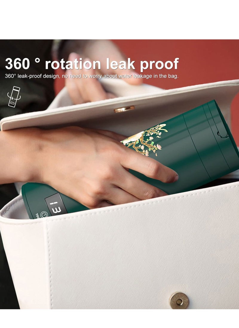 Portable Travel Kettle with 4 Temperature Settings Travel Electric Tea Kettle 304 Stainless Steel Personal Hot Water Boiler Auto Off Small Kettle for Travel and Coffee Gift Women Green Peacock
