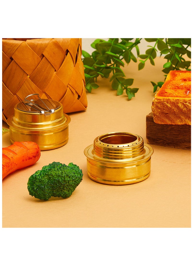 Brass Camping Stove Set with Fuel Storage and Temperature Control for Outdoor Cooking, 2 Pieces