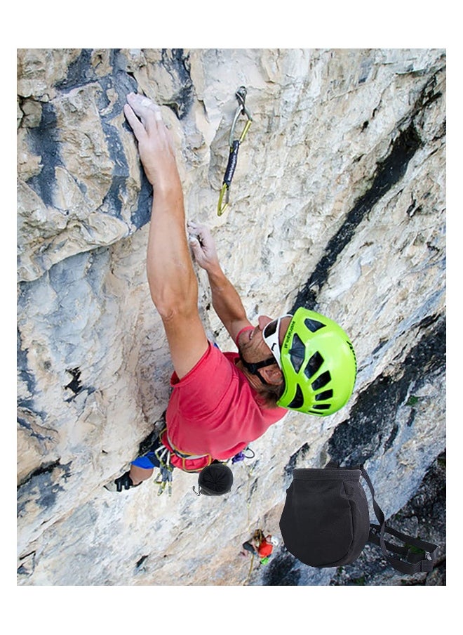 Rock Climbing Chalk Bag, Drawstring Rock Climbing Chalk Bag, Bouldering Chalk Bag Bucket, with Belt and Zipper Pocket for Fitness, GYM Weight Lifting, Hunting, Bouldering Magnesium Sack