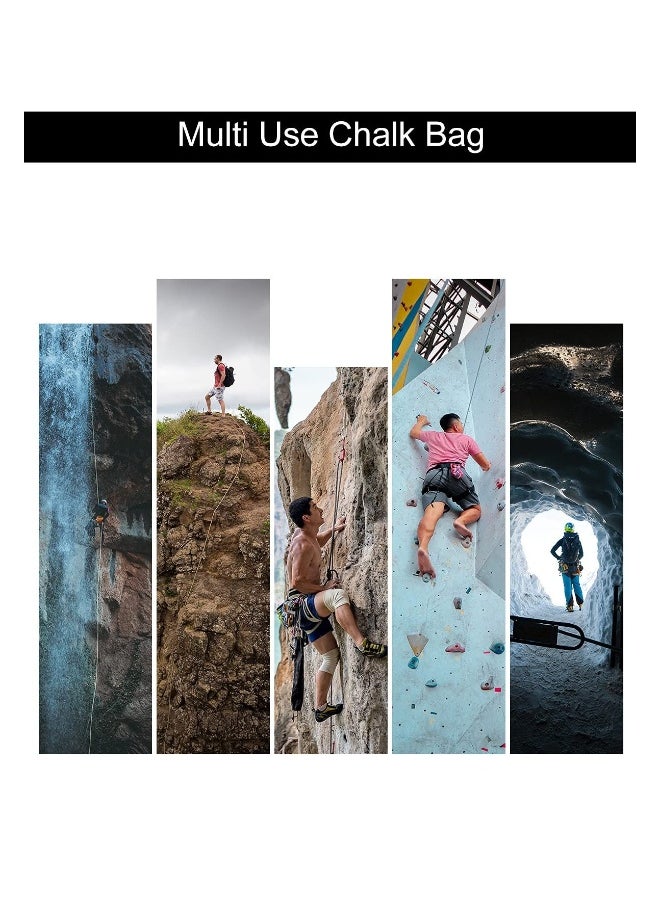 Rock Climbing Chalk Bag, Drawstring Rock Climbing Chalk Bag, Bouldering Chalk Bag Bucket, with Belt and Zipper Pocket for Fitness, GYM Weight Lifting, Hunting, Bouldering Magnesium Sack