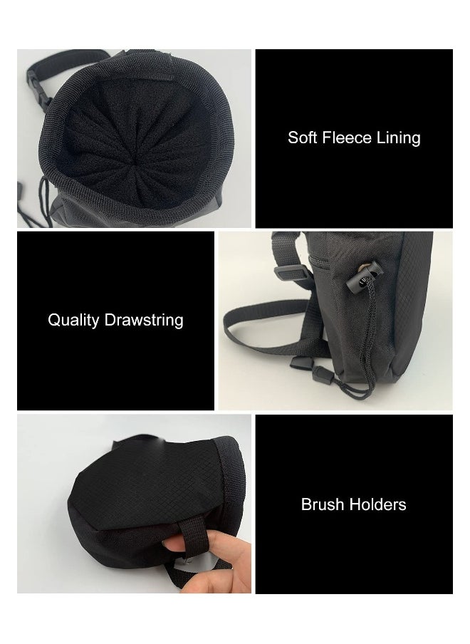 Rock Climbing Chalk Bag, Drawstring Rock Climbing Chalk Bag, Bouldering Chalk Bag Bucket, with Belt and Zipper Pocket for Fitness, GYM Weight Lifting, Hunting, Bouldering Magnesium Sack