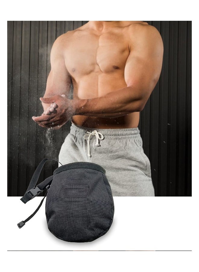 Rock Climbing Chalk Bag, Drawstring Rock Climbing Chalk Bag, Bouldering Chalk Bag Bucket, with Belt and Zipper Pocket for Fitness, GYM Weight Lifting, Hunting, Bouldering Magnesium Sack
