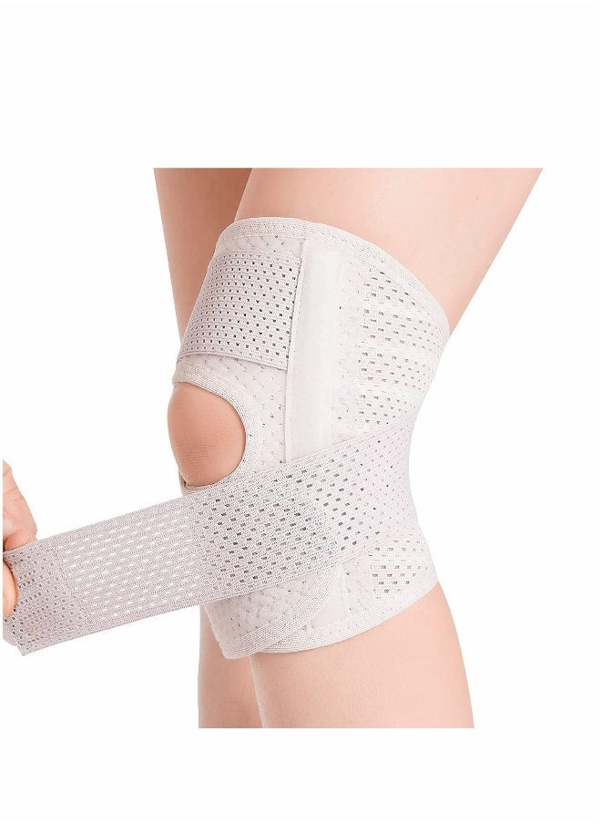 Breathable Knee Brace with Side Stabilizers for Meniscal Tear Pain Relief - Adjustable Support for ACL, MCL, Arthritis - Suitable for Sports Injuries in Men and Women