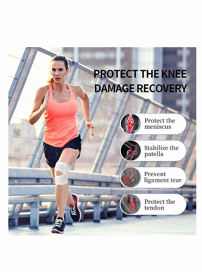 Breathable Knee Brace with Side Stabilizers for Meniscal Tear Pain Relief - Adjustable Support for ACL, MCL, Arthritis - Suitable for Sports Injuries in Men and Women