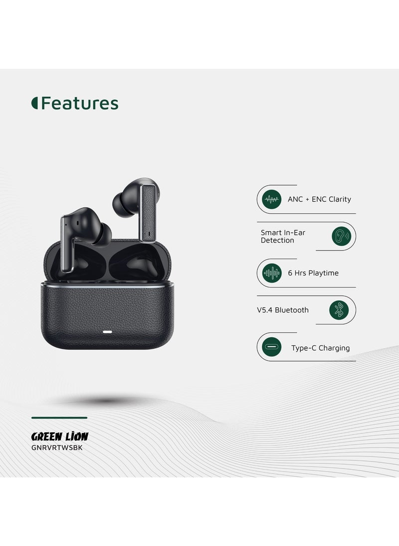 River True Wireless Earbuds ANC + ENC Clarity / Wireless Charging / Smart In-Ear Detection / Hands-Free Headphone / 6-Mic ENC Calls /Truewireless Headphones- Black