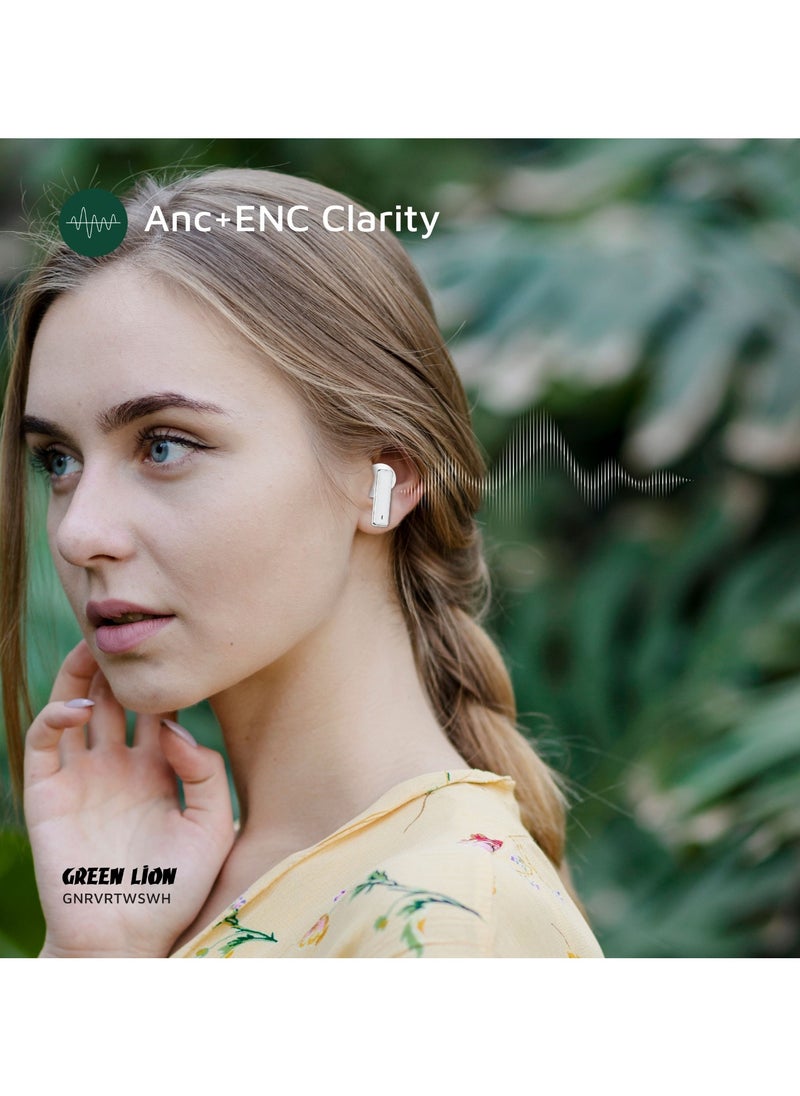 River True Wireless Earbuds ANC + ENC Clarity / Wireless Charging / Smart In-Ear Detection / Hands-Free Headphone / 6-Mic ENC Calls / In-Ear Headphones for Music, Calls & Gaming/Truewireless Headphones- White