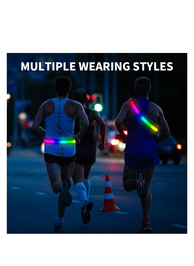 High Visibility Reflective Running Belt with USB Rechargeable Safety Light, Adjustable Size Reflective Sash for Nighttime Running and Walking, Ideal for Outdoor Activities.