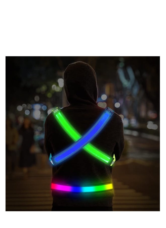 High Visibility Reflective Running Belt with USB Rechargeable Safety Light, Adjustable Size Reflective Sash for Nighttime Running and Walking, Ideal for Outdoor Activities.
